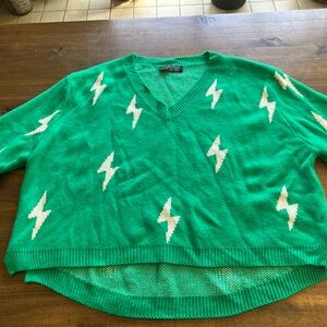 Dressed in LALA Green Off-the-Shoulder Sweater